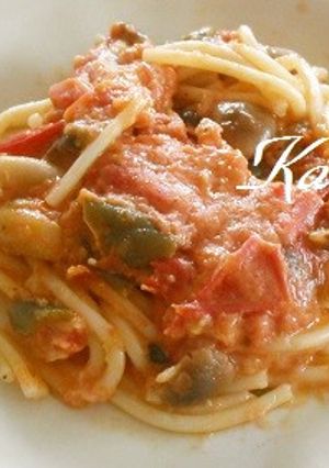 トマトとしめじのソース（スパゲティ）-レシピのメイン写真