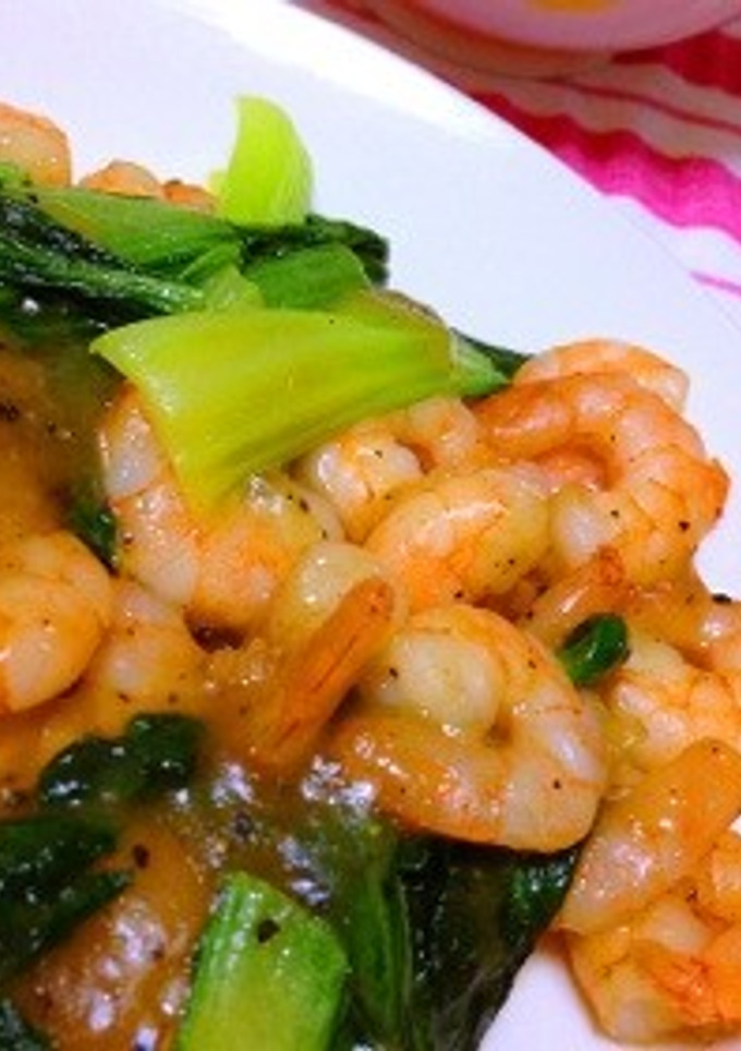 家族みんなで！エビと青菜の中華炒め-レシピのメイン写真
