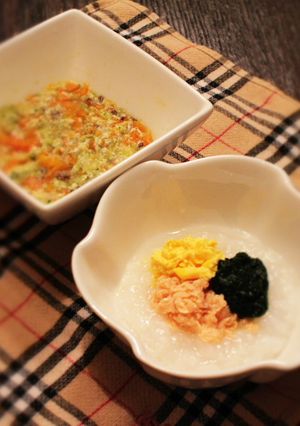 離乳食　３色粥と野菜スープ【中期】　-レシピのメイン写真