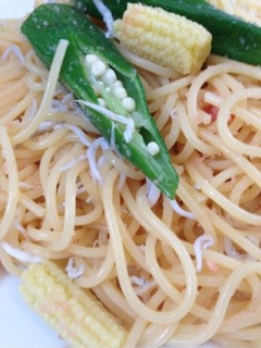 オクラとしらすのたらこスパ-レシピのメイン写真