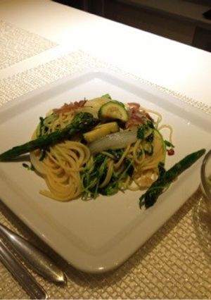 豆苗とズッキーニのペペロンチーノ-レシピのメイン写真