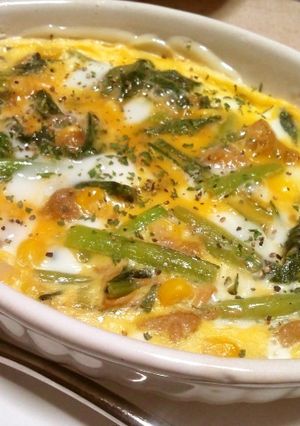 レンジで作るキッシュ風ツナコーンオムレツ-レシピのメイン写真