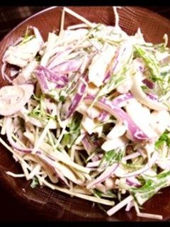 蒸し鶏と水菜の粒マスタードサラダ-レシピのメイン写真