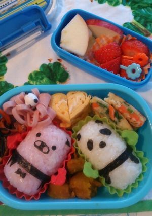 ブタ＆パンダのゆるキャラ弁当-レシピのメイン写真