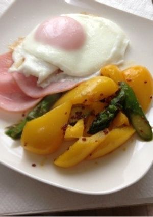 朝食に！アスパラのハニーマスタード炒め-レシピのメイン写真