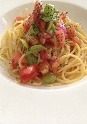 簡単トマトの冷製パスタ-レシピのメイン写真