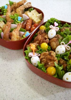 ☆唐揚げエビフライ運動会の可愛いお弁当♡-レシピのメイン写真