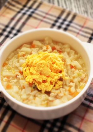 離乳食 フワフワ卵黄の親子うどん【中期】-レシピのメイン写真