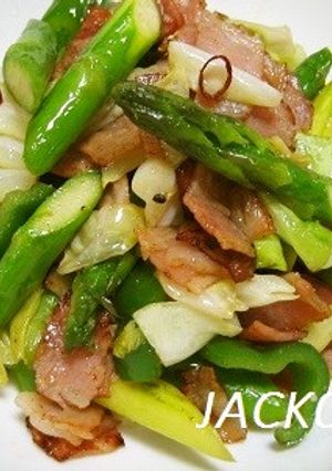 アスパラベーコンキャベツのペペロンチーノ-レシピのメイン写真