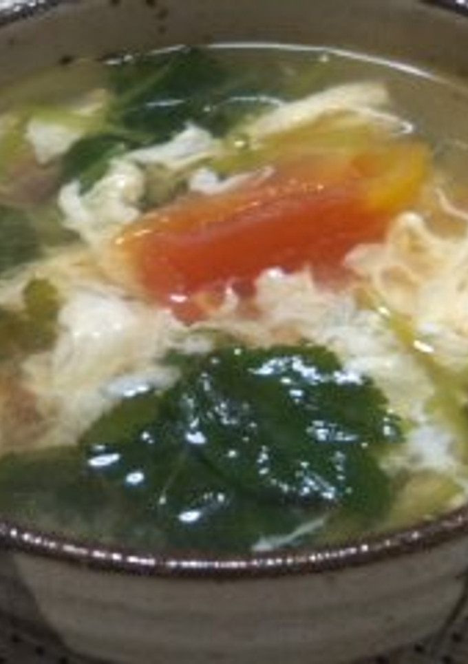 おいしい！　トマトと三つ葉のかき玉スープ-レシピのメイン写真