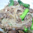 砂ズリとしし唐のオイスターソース炒め