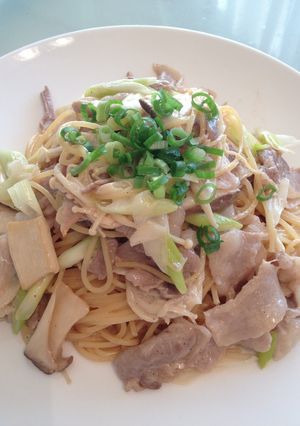豚バラとネギ、エリンギのマヨポン酢パスタ-レシピのメイン写真