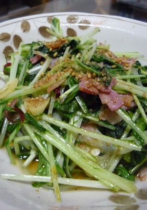 水菜のにんにく炒め-レシピのメイン写真