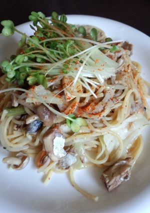 ｻﾊﾞ缶でﾊﾞﾀｰ醤油パスタ-レシピのメイン写真