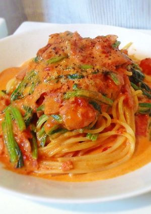 ベーコンとほうれん草のトマトパスタ-レシピのメイン写真
