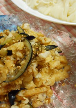 素麺の薬味に☆茄子きつねたぬきのゴマ炒め-レシピのメイン写真