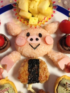 キャラ弁に☆鮭フレークで可愛いブタちゃん-レシピのメイン写真