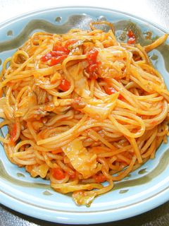 煮込みハンバーグの残りで簡単ナポリタン♪-レシピのメイン写真