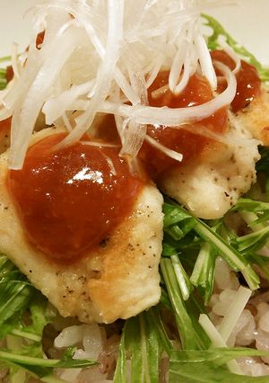 ｶﾘｶﾘﾁｷﾝのみそﾀﾞﾚ丼♪-レシピのメイン写真