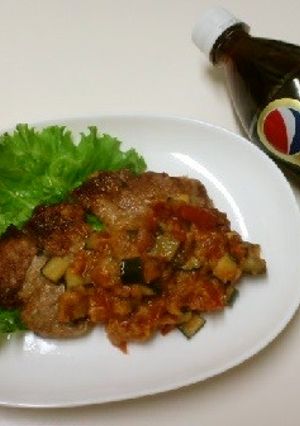 がっつり　ポークステーキ夏野菜添え-レシピのメイン写真