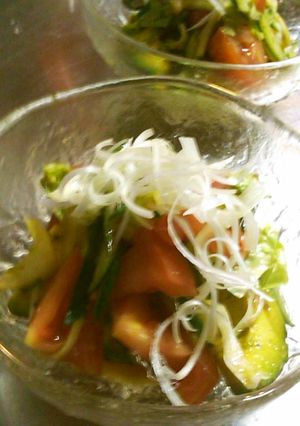 そうめん+生野菜+焼き肉のたれ=前菜-レシピのメイン写真
