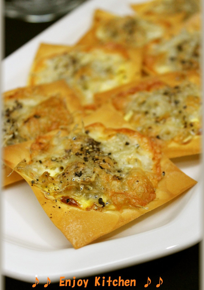 簡単♪ワンタンの皮でしらすチーズ焼き-レシピのメイン写真