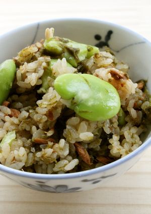 まぐろ缶deそら豆と焼き海苔の炊込みご飯-レシピのメイン写真