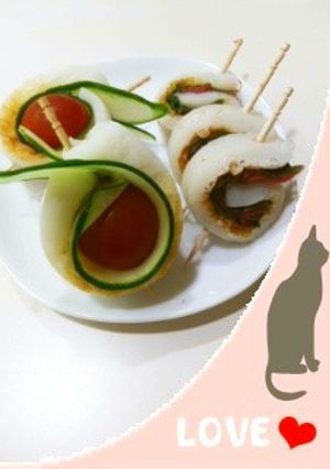 お弁当の彩り♪おつまみ野菜♪巻々トマト-レシピのメイン写真