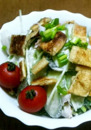 俺流！シャキ2水菜とパリ2油揚げのサラダ-レシピのメイン写真