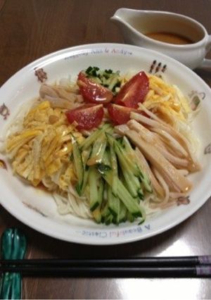 冷麦で♪味噌味冷やし中華-レシピのメイン写真