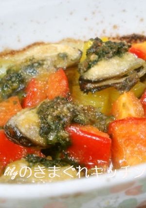 ムール貝とパプリカのバジル焼き-レシピのメイン写真