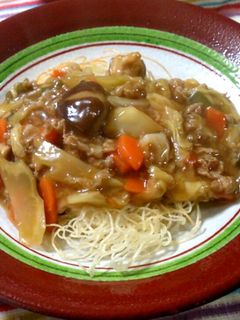 素麺アレンジ~揚げ素麺であんかけ焼きそば-レシピのメイン写真