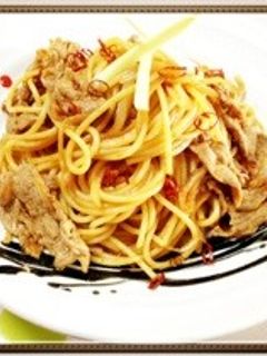豚コマ肉の中華風パスタ!-レシピのメイン写真