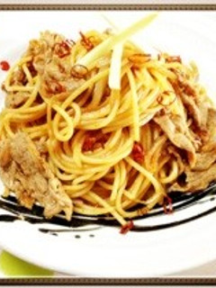 豚コマ肉の中華風パスタ!-レシピのメイン写真