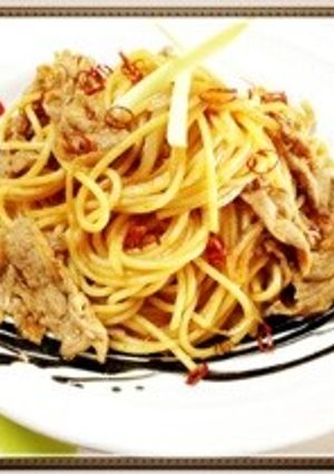 豚コマ肉の中華風パスタ！-レシピのメイン写真
