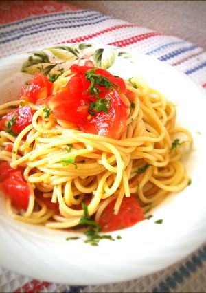 トマトと青じそ☆冷製バルサミコ酢パスタ-レシピのメイン写真