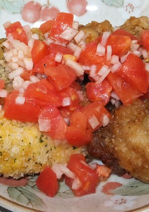 唐揚げ・鮭フライ×冷トマトソース-レシピのメイン写真