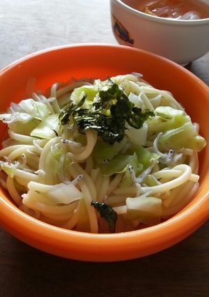 子供ごはん しらすとキャベツの和風スパ-レシピのメイン写真