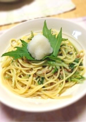 めんつゆ＊ツナと水菜の和風パスタ-レシピのメイン写真