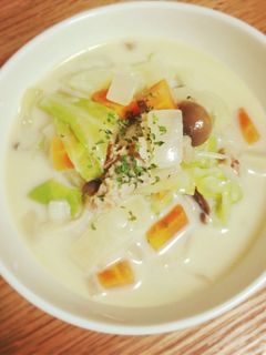 豆乳、投入スープ-レシピのメイン写真