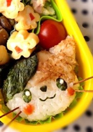 のりとかつおぶしで三毛猫ちゃん＊キャラ弁-レシピのメイン写真