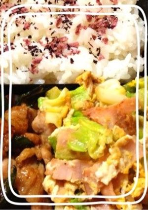 息子のお弁当♬キャベツとハムの卵炒め♬-レシピのメイン写真