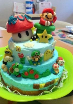 マリオブラザーズ誕生日ケーキ♫-レシピのメイン写真