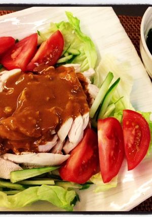 昆布で茹でた棒棒鶏＋わかめスープ　-レシピのメイン写真