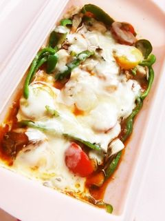 ルクエで♡ささみと茸のトマトチーズ蒸し♬-レシピのメイン写真