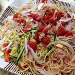 トマト缶とツナの冷製パスタ-レシピのメイン写真