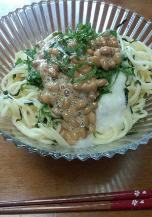 納豆と山芋のねばとろ冷たいパスタ-レシピのメイン写真