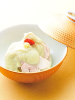 那須どりの酒蒸し 茄子のポタージュ餡-レシピのメイン写真
