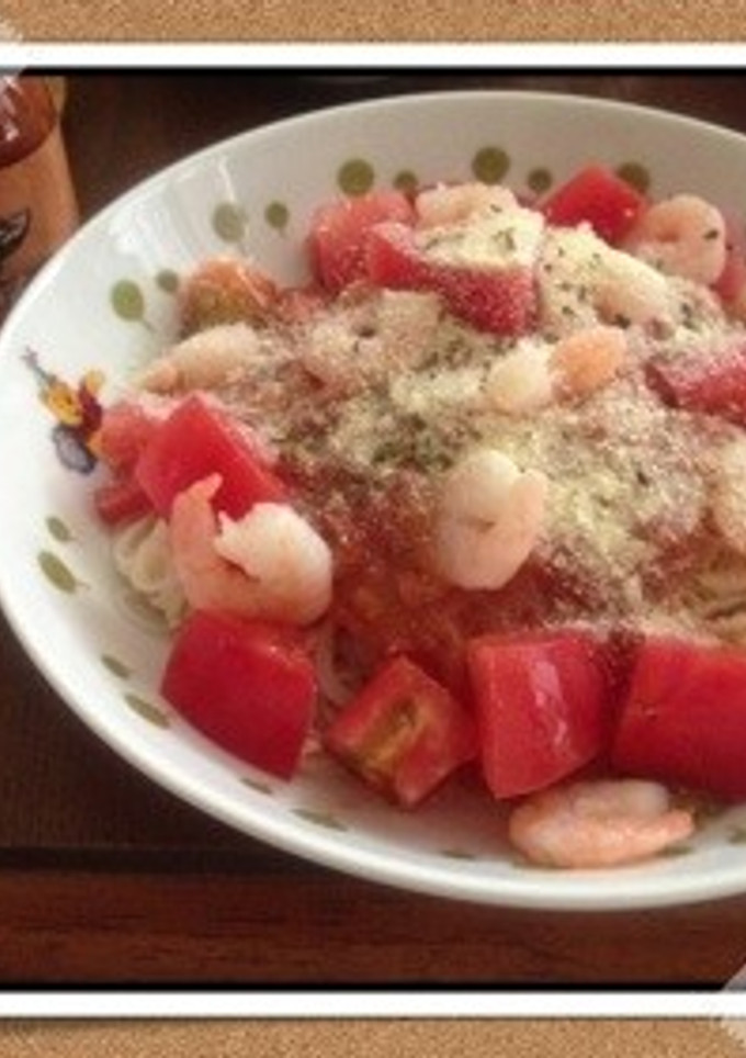 ☆トマトとエビの冷製パスタ風☆-レシピのメイン写真