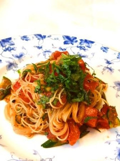 トマトときゅうりの冷製味噌パスタ-レシピのメイン写真